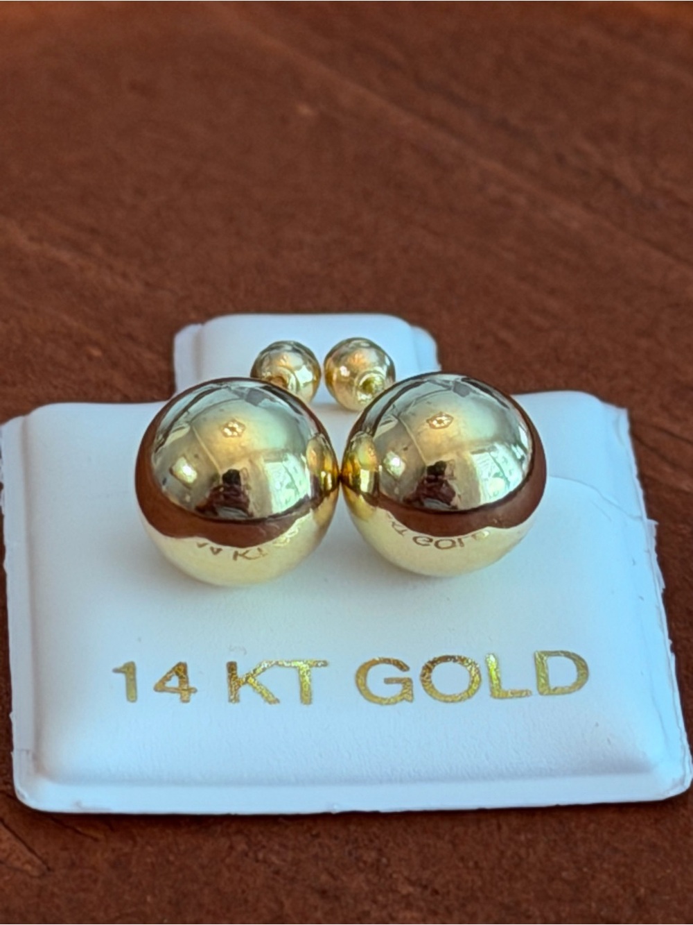 Ball Stud Yellow Gold 14karat Gold 8mm with ball Screw back Backing